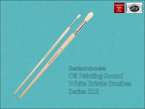 Pędzel do farb olejnych okrągły, biała szczecina Restaurohouse, seria 212/18