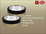 Tusz metaliczny 3D do stempli silikonowych Viva Decor, kolor: Silver Gold Metallic 916, opak. 50 ml 