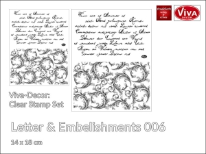 Stempel silikonowy przezroczysty Clearstamps Viva Decor, wzór 006: 'Tekst ozdobny i esy-floresy'