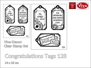 Stempel silikonowy przezroczysty Clearstamps  Viva Decor, wzór 128: Etykiety - życzenia 1'