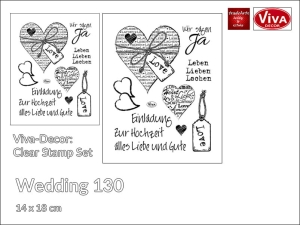 Stempel silikonowy przezroczysty Clearstamps  Viva Decor, wzór 130: 'Elementy graficzne dekoracji ślubnych Wedding'