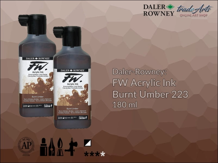 Daler-Rowney FW Acrylic Ink Burnt Umber 223, 180 ml.jpg