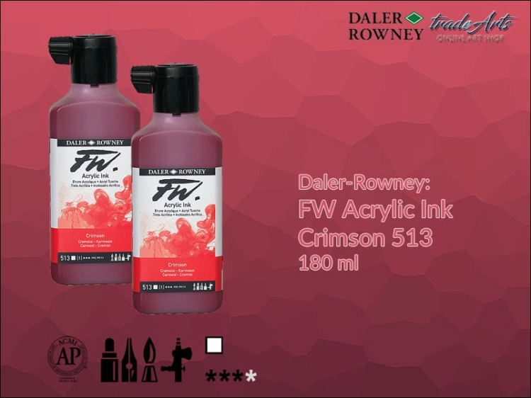 Daler-Rowney FW Acrylic Ink Crimson 513, 180 ml.jpg