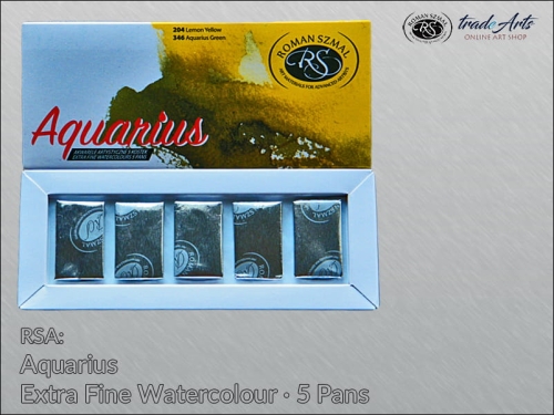 Farby akwarelowe Aquarius RSA w pełnych kostkach. komplet akwarelowy Aquarius Starter Set 5 kostek. Zestawy farb akwarelowych Aquarius.  Aquarius Extra Fine Watercolour Pans.