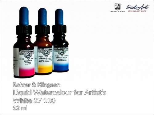 Rohrer &amp; Klingner Liquid Watercolour akwarela w płynie White 110, akwarela w płynie  White 110 Rohrer &amp; Klingner, farba akwarelowa w płynie White 110 Rohrer &amp; Klingner, akwarele, farby akwarelowe płynne, akwarele w płynie,