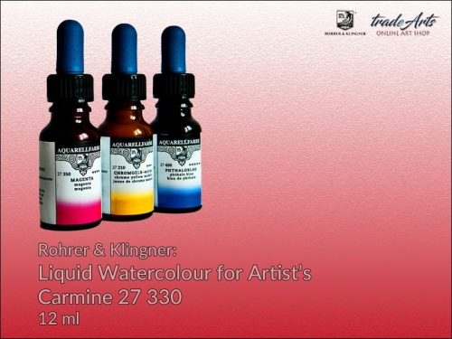 Rohrer &amp; Klingner Liquid Watercolour akwarela w płynie Carmine 330, akwarela w płynie  Carmine 330 Rohrer &amp; Klingner, farba akwarelowa w płynie Carmine 330 Rohrer &amp; Klingner, akwarele, farby akwarelowe płynne, akwarele w płynie,