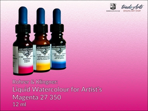 Rohrer &amp; Klingner Liquid Watercolour akwarela w płynie Magenta 350, akwarela w płynie  Magenta 350 Rohrer &amp; Klingner, farba akwarelowa w płynie Magenta 350 Rohrer &amp; Klingner, akwarele, farby akwarelowe płynne, akwarele w płynie,