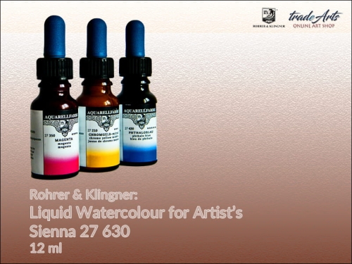 Rohrer &amp; Klingner Liquid Watercolour akwarela w płynie Sienna 630, akwarela w płynie  Sienna 630 Rohrer &amp; Klingner, farba akwarelowa w płynie Sienna 630 Rohrer &amp; Klingner, akwarele, farby akwarelowe płynne, akwarele w płynie,