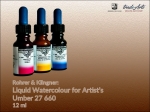 Farba akwarelowa w płynie Liquid Watercolour for Artist's Rohrer & Klingner,  kolor:  Umber 660, opak. 12 ml 