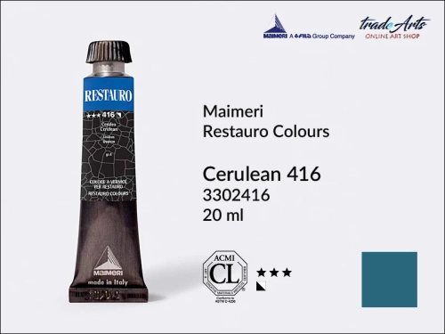 Restauro Varnish Colours Cerulean 416 tube 20 ml, farba mastyksowa Maimeri Restauro Cerulean 416 tuba 20 ml, Maimeri
Restauro farby konserwatorskie mastyksowe, farby konserwatorskie Restauro, farby mastyksowe, Restauro,