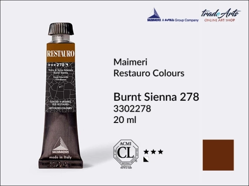 Restauro Varnish Colours Burnt Sienna 278 tube 20 ml, farba mastyksowa Maimeri Restauro Burnt Sienna 278 tuba 20 ml, Maimeri Restauro farby konserwatorskie mastyksowe, farby konserwatorskie Restauro, farby mastyksowe, Restauro,