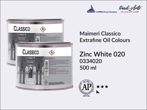 Farba olejna Maimeri Classico Zinc White 020 puszka 500 ml, Maimeri Classico Extrafine Oil Colours, farby olejne Maimeri Classico, farby, farby olejne, Maimeri Classico farby olejne we tubach, Maimeri Classico,