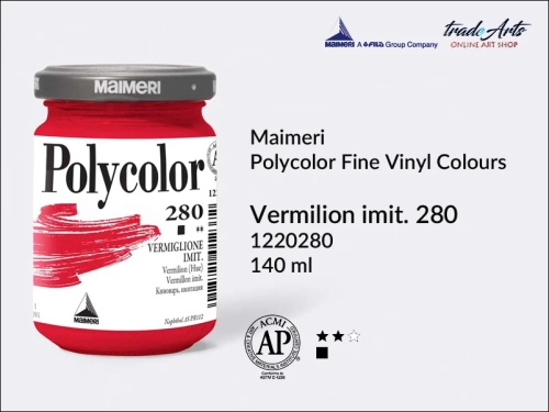 Maimeri Polycolor farba akrylowa Vermilion 280 opak. 140 ml, farba akrylowa 140 ml Maimeri Polycolor, Polycolor farba akrylowa 140 ml Vermilion 280 farby akrylowe Polycolor, akryle, farby akrylowe,
