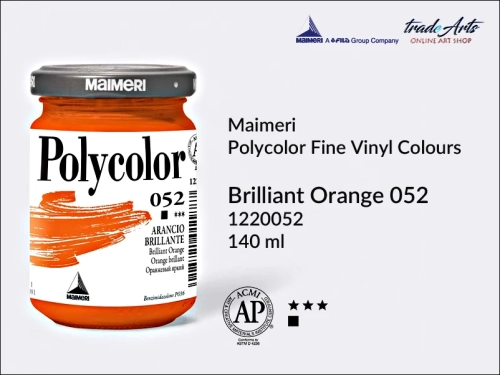 Maimeri Polycolor farba akrylowa Brilliant Orange 052 opak. 140 ml, farba akrylowa 140 ml Maimeri Polycolor, Polycolor farba akrylowa 140 ml Brilliant Orange 052, farby akrylowe Polycolor, akryle, farby akrylowe,