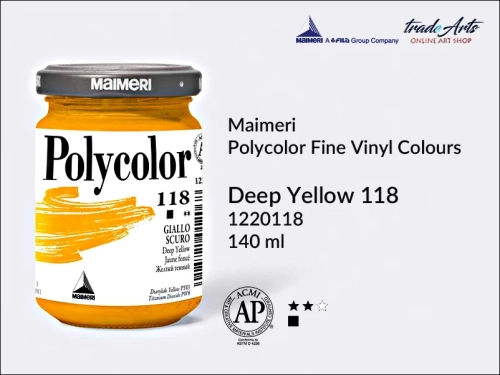 Maimeri Polycolor farba akrylowa Deep Yellow 118 opak. 140 ml, farba akrylowa 140 ml Maimeri Polycolor, Polycolor farba akrylowa 140 ml Deep Yellow 118, farby akrylowe Polycolor, akryle, farby akrylowe,
