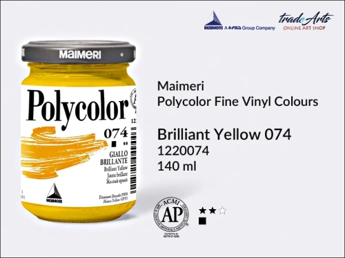Maimeri Polycolor farba akrylowa Brilliant Yellow 074 opak. 140 ml, farba akrylowa 140 ml Maimeri Polycolor, Polycolor farba akrylowa 140 ml Brilliant Yellow 074, farby akrylowe Polycolor, akryle, farby akrylowe,