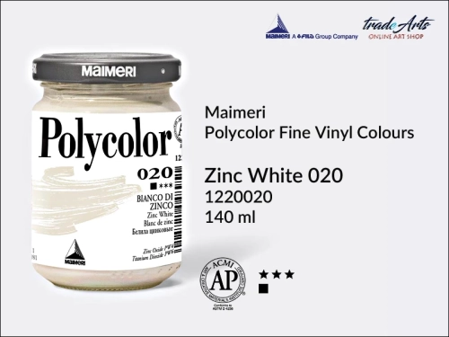 Maimeri Polycolor farba akrylowa Zinc White 020 opak. 140 ml, farba akrylowa 140 ml Maimeri Polycolor, Polycolor farba akrylowa 140 ml Zinc White 020, farby akrylowe Polycolor, akryle, farby akrylowe,