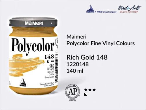 Maimeri Polycolor farba akrylowa Rich Gold 148 opak. 140 ml, farba akrylowa 140 ml Maimeri Polycolor, Polycolor farba akrylowa 140 ml Rich Gold 148, farby akrylowe Polycolor, akryle, farby akrylowe,