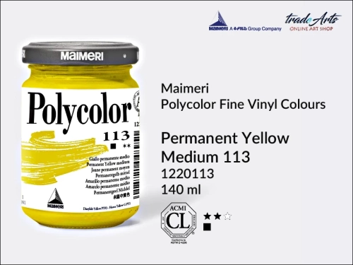 Maimeri Polycolor farba akrylowa Permanent Yellow Medium 113 opak. 140 ml, farba akrylowa 140 ml Maimeri Polycolor, Polycolor farba akrylowa 140 ml Permanent Yellow Medium 113, farby akrylowe Polycolor, akryle, farby akrylowe,