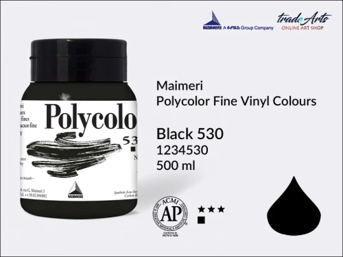 Maimeri Polycolor Fine Vinyl Colours Black 530 opak. 500 ml, Maimeri Polycolor Fine Vinyl Colours - farby akrylowe opak. 500 ml, farby akrylowe Maimeri Polycolor, farby akrylowe, Polycolor,