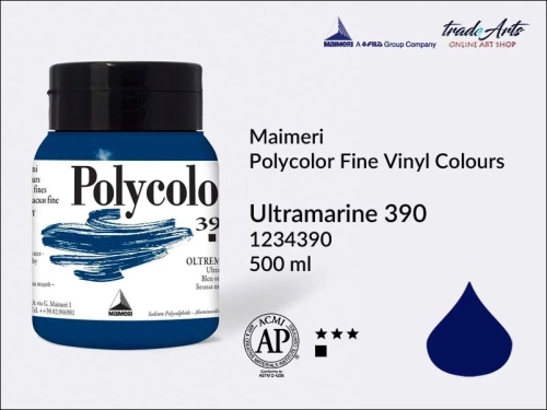 Maimeri Polycolor Fine Vinyl Colours Ultramarine 390 opak. 500 ml, Maimeri Polycolor Fine Vinyl Colours - farby akrylowe opak. 500 ml, farby akrylowe Maimeri Polycolor, farby akrylowe, Polycolor,