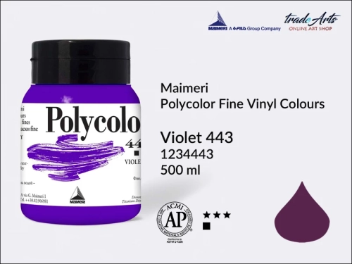 Maimeri Polycolor Fine Vinyl Colours Violet 443 opak. 500 ml, Maimeri Polycolor Fine Vinyl Colours - farby akrylowe opak. 500 ml, farby akrylowe Maimeri Polycolor, farby akrylowe, Polycolor,