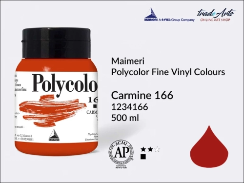 Maimeri Polycolor Fine Vinyl Colours Carmine 166 opak. 500 ml, Maimeri Polycolor Fine Vinyl Colours - farby akrylowe opak. 500 ml, farby akrylowe Maimeri Polycolor, farby akrylowe, Polycolor, tradearts,