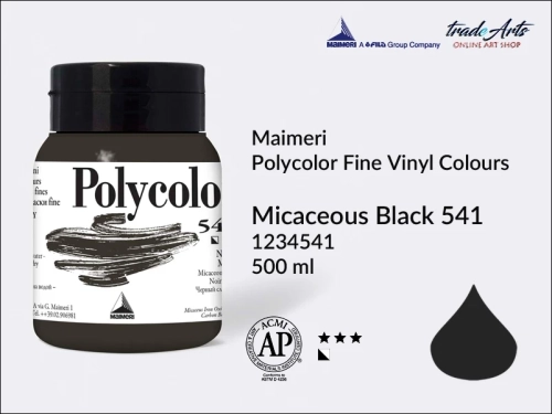 Maimeri Polycolor Fine Vinyl Colours Micaceous Black 541opak. 500 ml, Maimeri Polycolor Fine Vinyl Colours - farby akrylowe opak. 500 ml, farby akrylowe Maimeri Polycolor, farby akrylowe, Polycolor,
