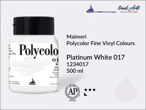 Maimeri Polycolor Fine Vinyl Colours Platinum White 017 opak. 500 ml, Maimeri Polycolor Fine Vinyl Colours - farby akrylowe opak. 500 ml, farby akrylowe Maimeri Polycolor, farby akrylowe, Polycolor,