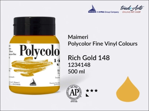 Maimeri Polycolor Fine Vinyl Colours Rich Gold 148 opak. 500 ml, Maimeri Polycolor Fine Vinyl Colours - farby akrylowe opak. 500 ml, farby akrylowe Maimeri Polycolor, farby akrylowe, Polycolor,