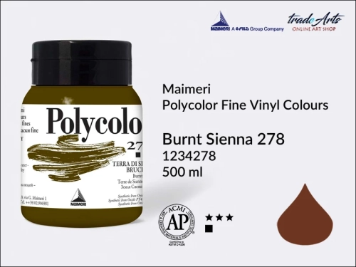Maimeri Polycolor Fine Vinyl Colours Burnt Sienna 278 opak. 500 ml, Maimeri Polycolor Fine Vinyl Colours - farby akrylowe opak. 500 ml, farby akrylowe Maimeri Polycolor, farby akrylowe, Polycolor,