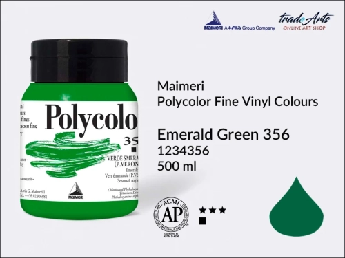 Maimeri Polycolor Fine Vinyl Colours Emerald Green 356 opak. 500 ml, Maimeri Polycolor Fine Vinyl Colours - farby akrylowe opak. 500 ml, farby akrylowe Maimeri Polycolor, farby akrylowe, Polycolor,