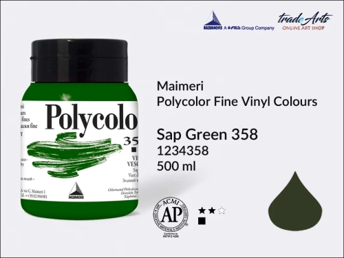 Maimeri Polycolor Fine Vinyl Colours Sap Green 358 opak. 500 ml, Maimeri Polycolor Fine Vinyl Colours - farby akrylowe opak. 500 ml, farby akrylowe Maimeri Polycolor, farby akrylowe, Polycolor,
