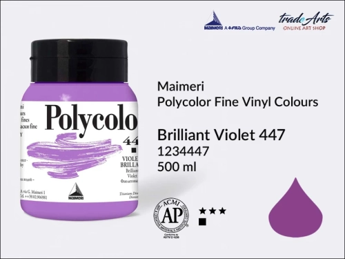 Maimeri Polycolor Fine Vinyl Colours Brilliant Violet 447 opak. 500 ml, Maimeri Polycolor Fine Vinyl Colours - farby akrylowe opak. 500 ml, farby akrylowe Maimeri Polycolor, farby akrylowe, Polycolor,