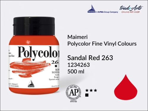 Maimeri Polycolor Fine Vinyl Colours Sandal Red 263 opak. 500 ml, Maimeri Polycolor Fine Vinyl Colours - farby akrylowe opak. 500 ml, farby akrylowe Maimeri Polycolor, farby akrylowe, Polycolor,