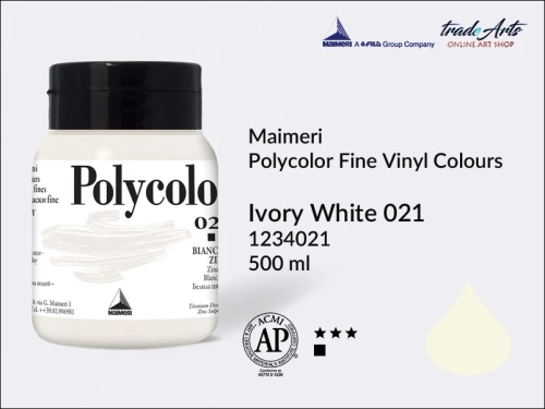 Maimeri Polycolor Fine Vinyl Colours Ivory White 021 opak. 500 ml, Maimeri Polycolor Fine Vinyl Colours - farby akrylowe opak. 500 ml, farby akrylowe Maimeri Polycolor, farby akrylowe, Polycolor,