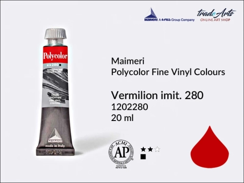 Maimeri Polycolor Vermilion 280 tuba 20 ml, Maimeri Polycolor farby akrylowe tubki 20 ml, farby akrylowo winylowe Maimeri Polycolor, farby akrylowe Polycolor , Polycolor farby akrylowe, Polycolor akryle,