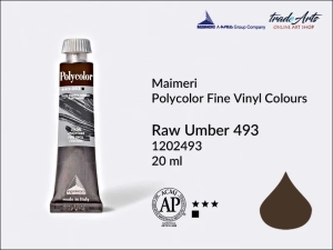Farba akrylowo-winylowa Maimeri Polycolor Fine Vinyl Colours, kolor: Raw Umber 493, tuba 20 ml