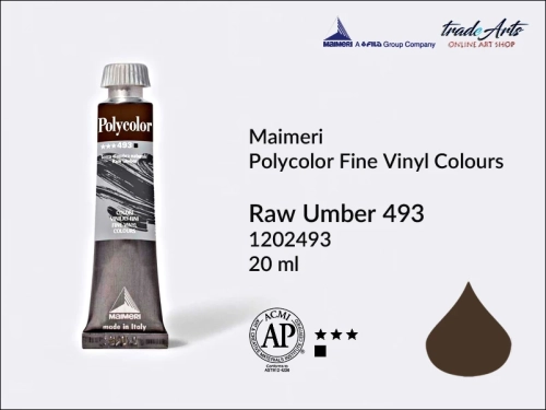 Maimeri Polycolor Raw Umber 493 tuba 20 ml, Maimeri Polycolor farby akrylowe tubki 20 ml, farby winylowe Maimeri Polycolor, farby akrylowe Polycolor , Polycolor farby akrylowe, Polycolor akryle,