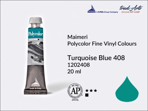Maimeri Polycolor Turquoise Blue 408 tuba 20 ml, Maimeri Polycolor farby akrylowe tubki 20 ml, farby akrylowo winylowe Maimeri Polycolor, farby akrylowe Polycolor , Polycolor farby akrylowe, Polycolor akryle,