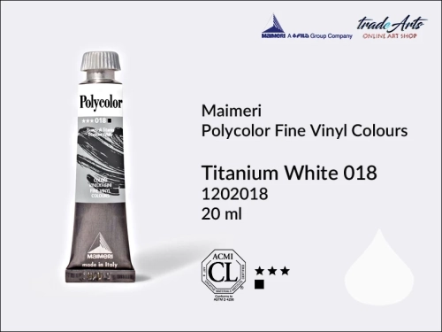 Maimeri Polycolor Titanium White 018 tuba 20 ml, Maimeri Polycolor farby akrylowe tubki 20 ml, farby akrylowo winylowe Maimeri Polycolor, farby akrylowe Polycolor , Polycolor farby akrylowe, Polycolor akryle,