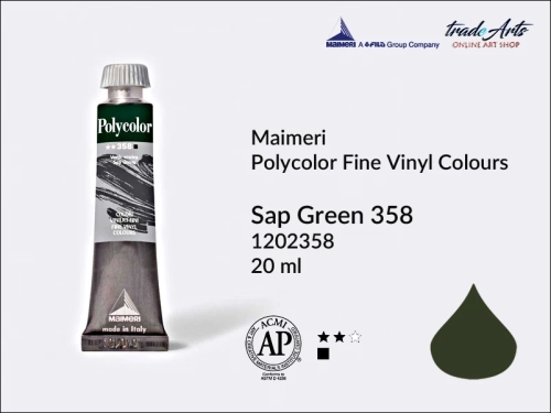 Maimeri Polycolor Sap Green 358 tuba 20 ml, Maimeri Polycolor farby akrylowe tubki 20 ml, farby akrylowo winylowe Maimeri Polycolor, farby akrylowe Polycolor , Polycolor farby akrylowe, Polycolor akryle,