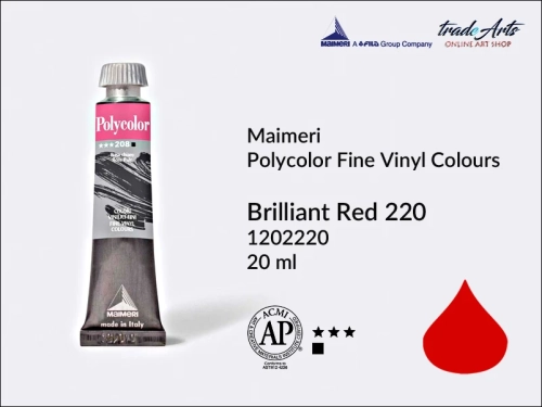 Farba akrylowa Brilliant Red 220  Maimeri Polycolor tuba 20 ml, Maimeri Polycolor farby akrylowe tubki 20 ml, farby winylowe Maimeri Polycolor, farby akrylowe Polycolor , Polycolor farby akrylowe, Polycolor akryle,