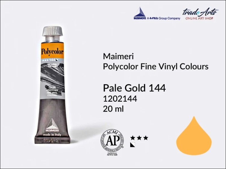 Farba akrylowa Pale Gold 144  Maimeri Polycolor tuba 20 ml, Maimeri Polycolor farby akrylowe tubki 20 ml, farby winylowe Maimeri Polycolor, farby akrylowe Polycolor , Polycolor farby akrylowe, Polycolor akryle,