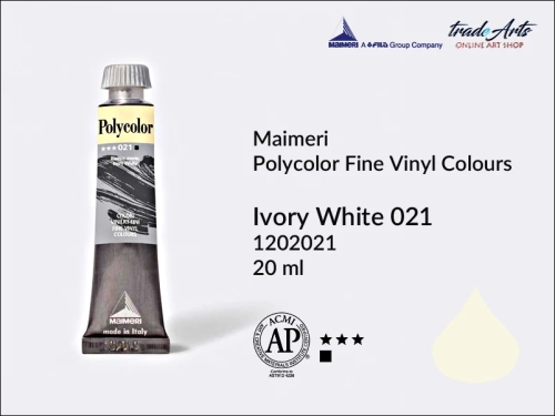 Maimeri Polycolor Ivory White 021 farba akrylowa tuba 20 ml, Maimeri Polycolor farby akrylowe tubki 20 ml, farby akrylowo winylowe Maimeri Polycolor, farby akrylowe Polycolor , Polycolor farby akrylowe, Polycolor akryle,