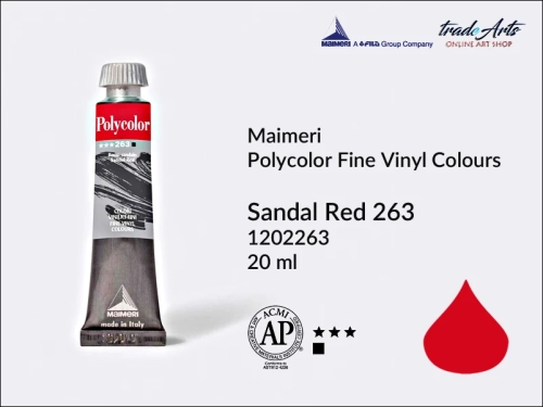 Maimeri Polycolor Sandal Red 263 farba akrylowa tuba 20 ml, Maimeri Polycolor farby akrylowe tubki 20 ml, farby akrylowo winylowe Maimeri Polycolor, farby akrylowe Polycolor , Polycolor farby akrylowe, Polycolor akryle,