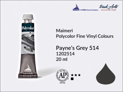 Maimeri Polycolor Payne's Grey 514 farba akrylowa tuba 20 ml, Maimeri Polycolor farby akrylowe tubki 20 ml, farby akrylowo winylowe Maimeri Polycolor, farby akrylowe Polycolor , Polycolor farby akrylowe, Polycolor akryle,