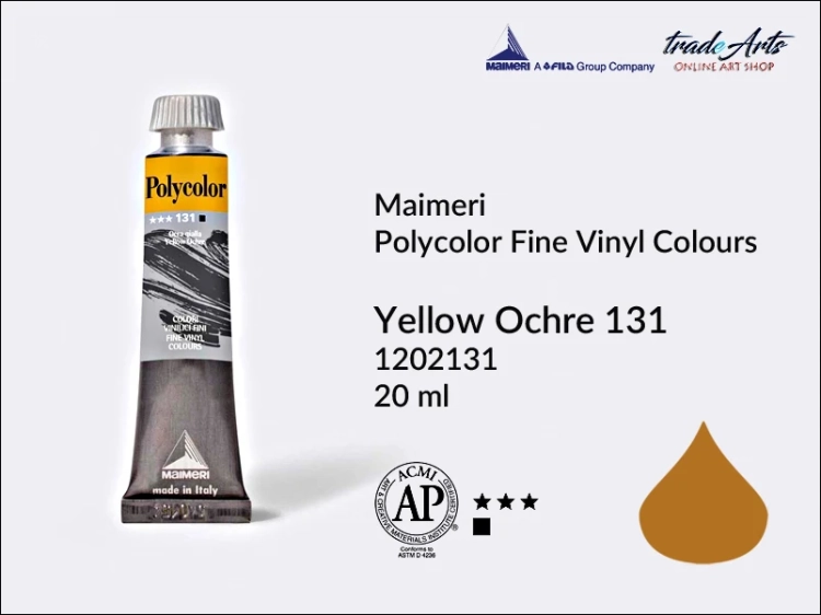 Maimeri Polycolor Yellow Ochre 131 farba akrylowa tuba 20 ml, Maimeri Polycolor farby akrylowe tubki 20 ml, farby akrylowo winylowe Maimeri Polycolor, farby akrylowe Polycolor , Polycolor farby akrylowe, Polycolor akryle,