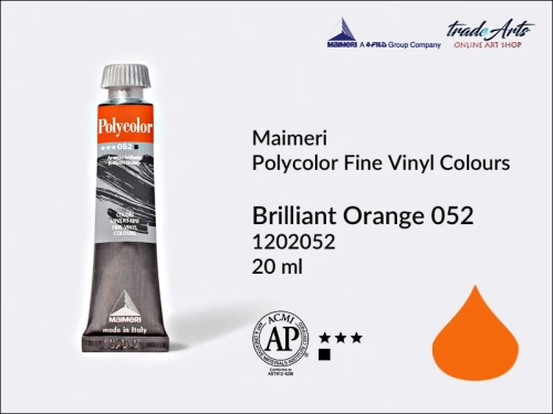 Maimeri Polycolor Brilliant Orange 052 farba akrylowa tuba 20 ml, Maimeri Polycolor farby akrylowe tubki 20 ml, farby akrylowo winylowe Maimeri Polycolor, farby akrylowe Polycolor , Polycolor farby akrylowe, Polycolor akryle,