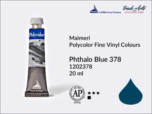 Maimeri Polycolor Phthalo Blue 378 farba akrylowa tuba 20 ml, Maimeri Polycolor farby akrylowe tubki 20 ml, farby akrylowo winylowe Maimeri Polycolor, farby akrylowe Polycolor , Polycolor farby akrylowe, Polycolor akryle,